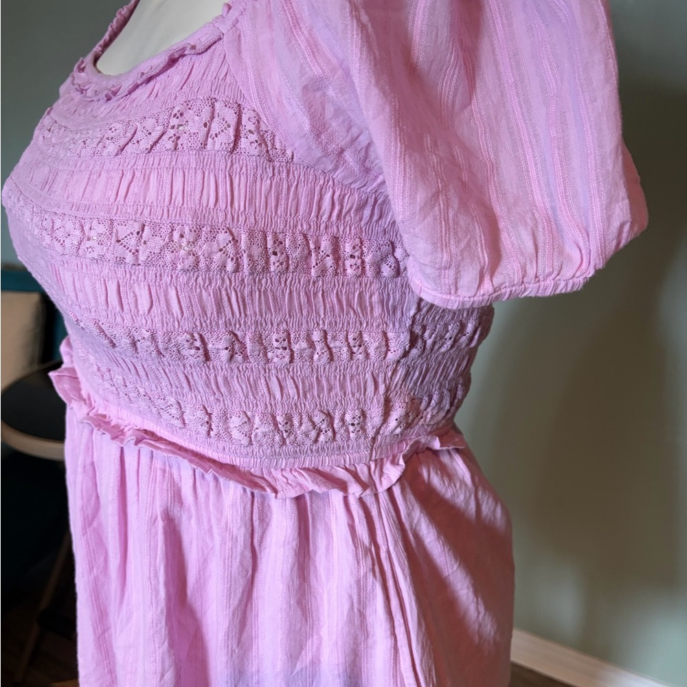 American Eagle Outfitters Pink Smocked Midi Dress - Picture 4 of 4